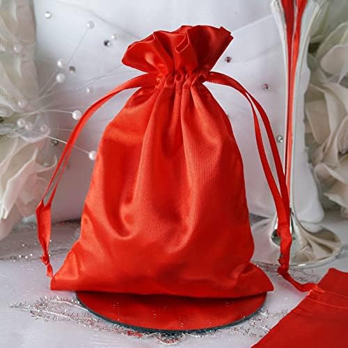 12 מארז | 5 אדום סאטן שרוך פאוץ מסיבת חתונה לטובת מתנת שקיות